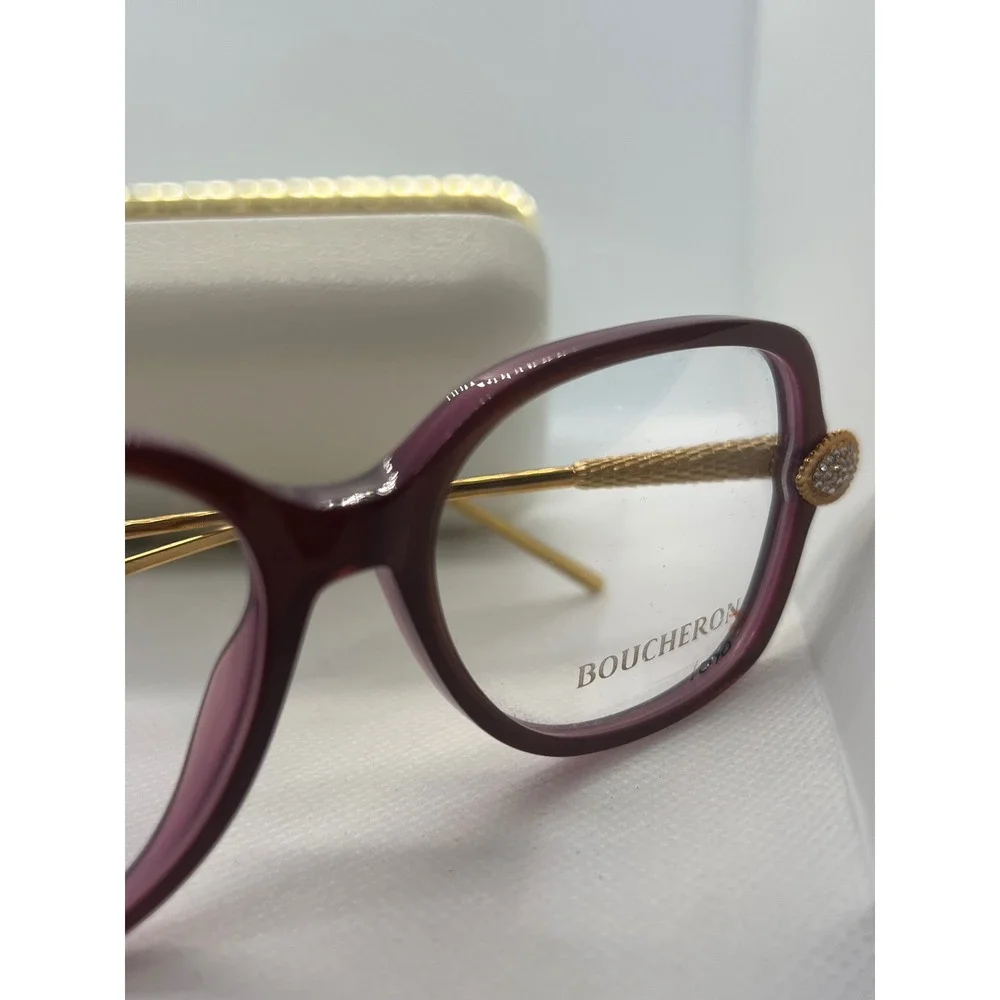 Boucheron BC00330 Paris Eyeglasses Frames‎ Burgundy Gold Embellished Designer